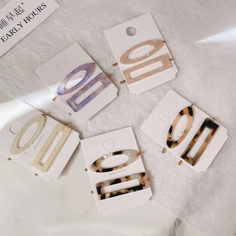 

2pcs/lot Hair Clips for Women Acetate Hairclip Elegant Colorful Geometric Patterns Girl Hair Barrettes Hair Accessories 2021 New