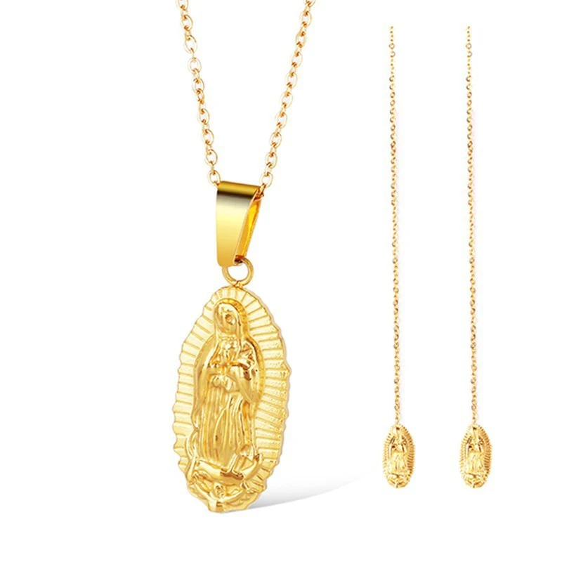 RIR Our Lady of Guadalupe комплект ювелирных изделий Золотые серьги Mama Религиозные