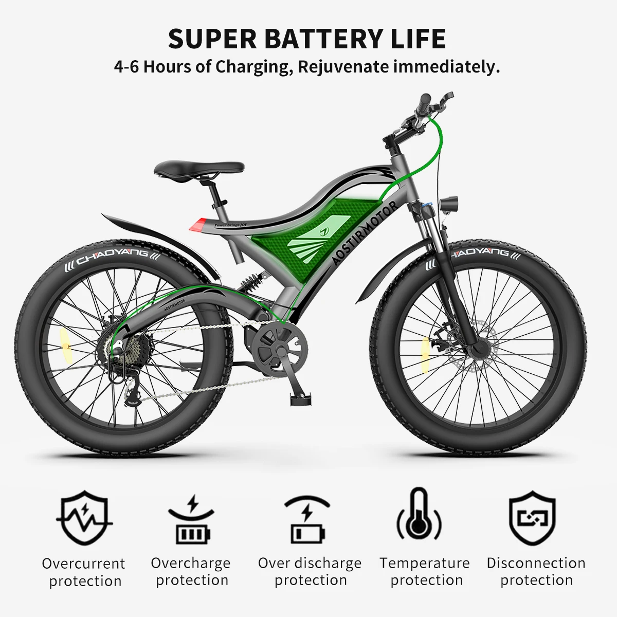 AOSTIRMOTOR S18 Электрический велосипед 750 Вт Толстая шина из Сплава Al Снежный 48В 15ач