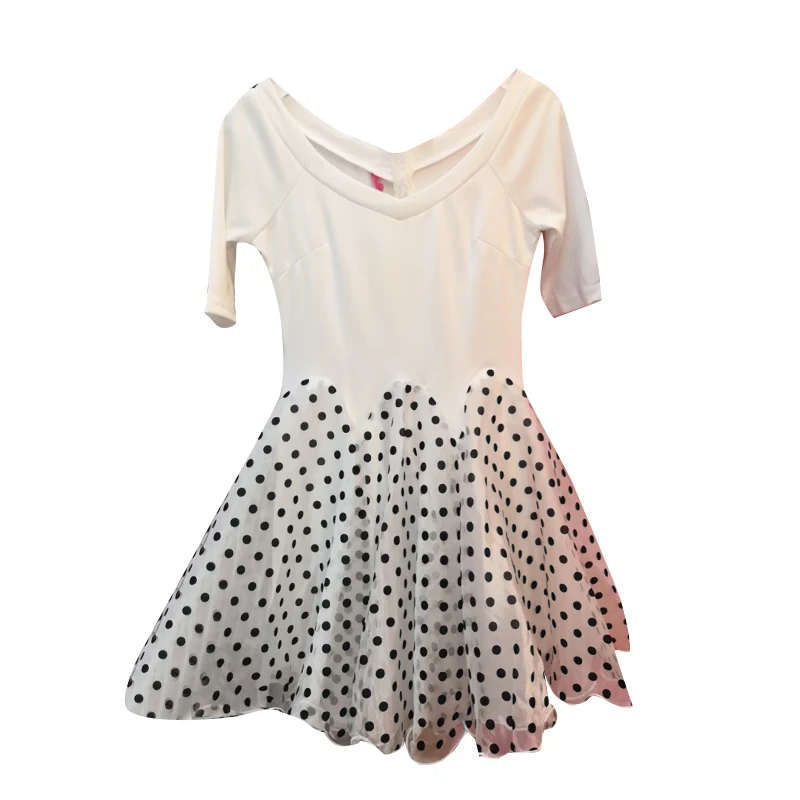 

GALCAUR Casual Dress For Women V Neck Short Sleeve High Waist Mini Patchwork Hit Color Dresses Female Fashion Clothing 2021