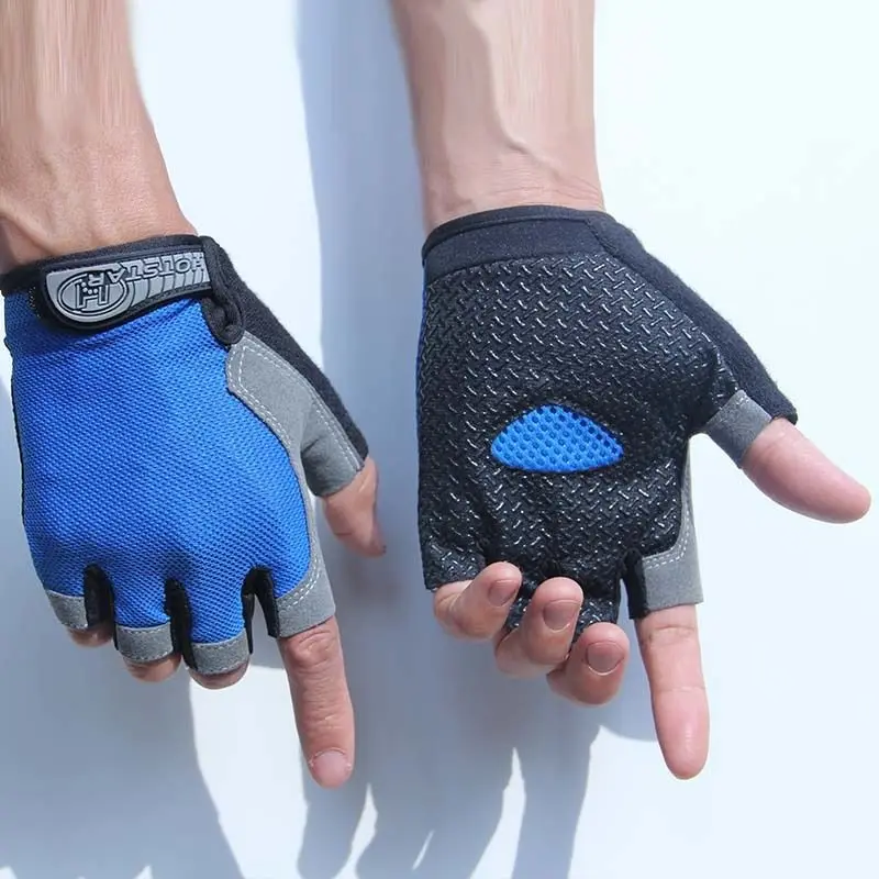 Dark Blue Мужские Женские Спортивные Перчатки для фитнеса, спорта на открытом воздухе, с открытыми пальцами Гелевые перчатки для тяжелой атлетики, бодибилдинга, тренировок для бега - Цвет: Dark Blue