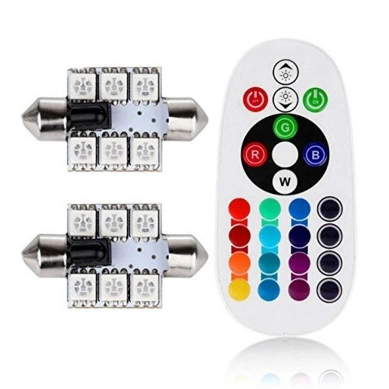4 шт. RGB C5W 5050 6LED 39 мм Festoon Dome светильник автомобильные лампы лампа для чтения 31 36 41 |