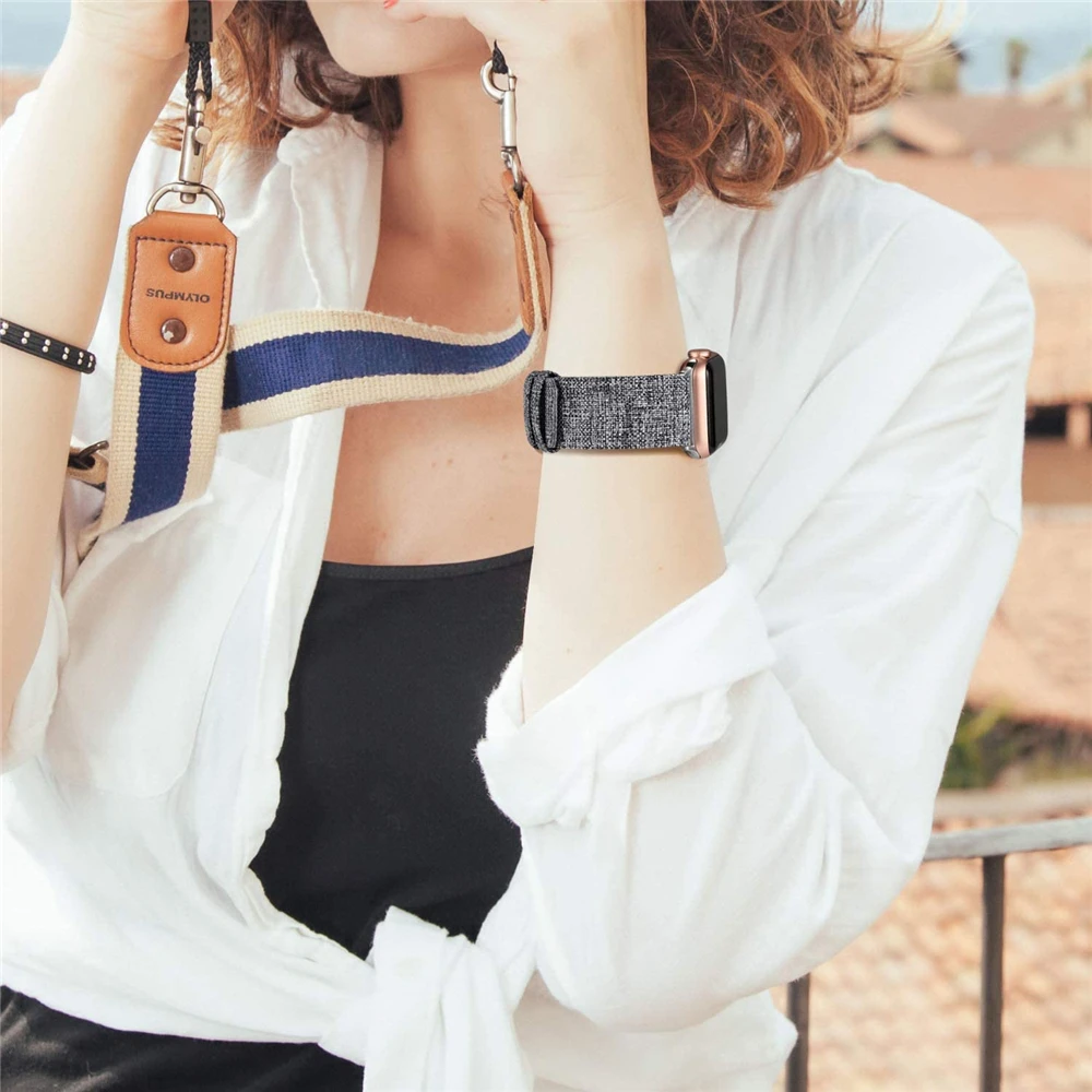 

for apple watch band series 5 6 se 44mm 40mm strap for iwatch 4 3 2 42mm 38mm Soft Woven Fabric bracelet men women watchbands