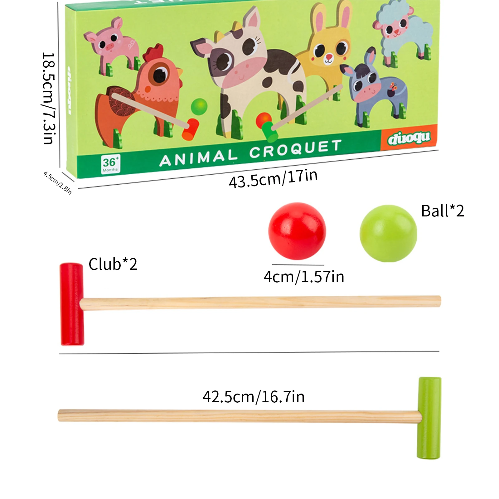 

Children'S Set Wooden Cartoon Croquet Croquet Sport Ball Cute Intellectually Developed Non-Toxic Mini Set Interactive Games