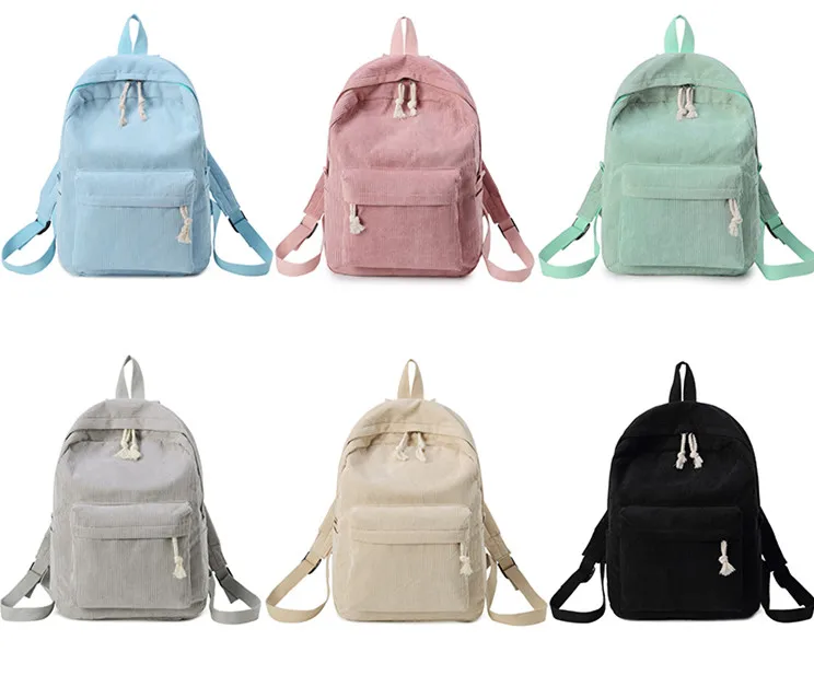 2019 Рюкзаки Женские вельветовые дизайнерские школьные рюкзаки полосатый рюкзак