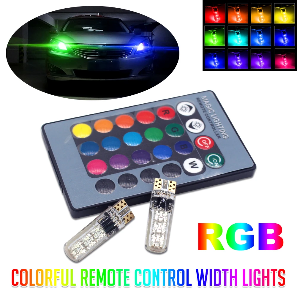 Светодиодная лампа RGB T10 W5W 194 168 5050 SMD автомобильная купольная для чтения клиновая