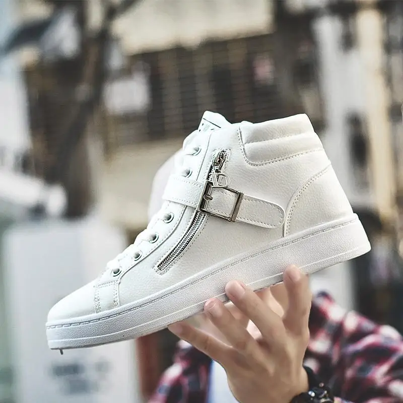 Мужские уличные высокие кроссовки Стильные повседневные спортивные белые