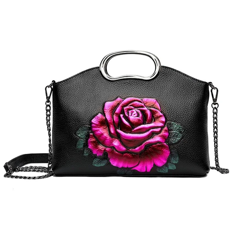 genuine leather shoulder bags for women 2020 luxury handbags designer cow bag floral ladies handbag | Багаж и сумки
