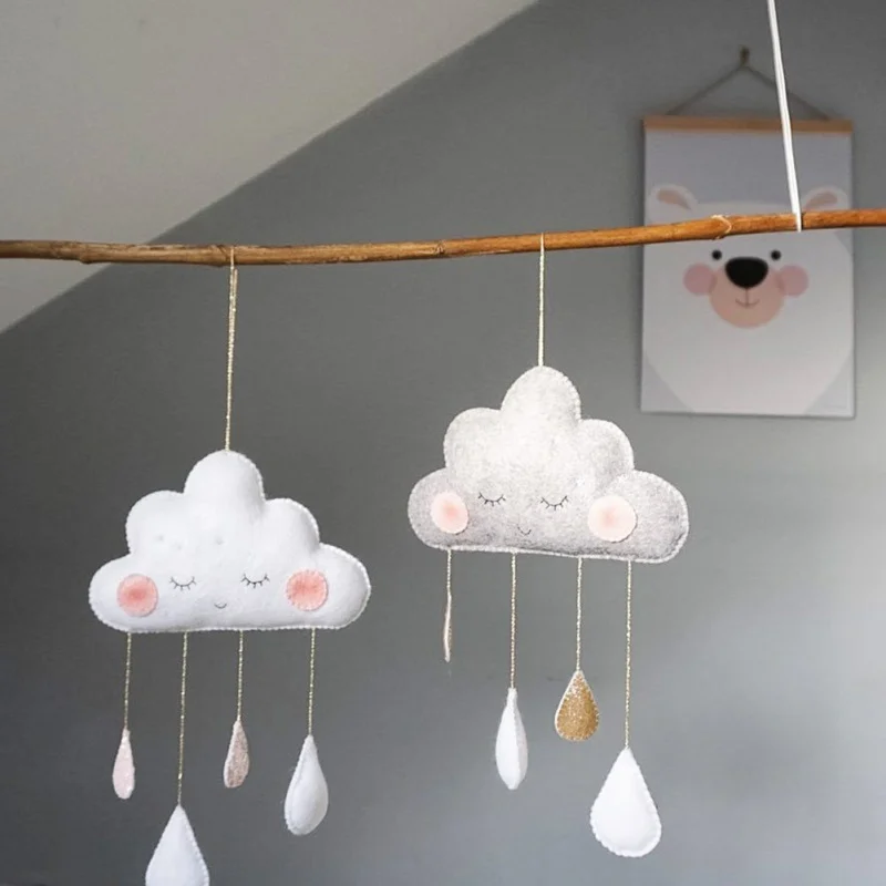 

Cute Smiling Clouds Nordic Wind Baby Kids Room Nursery Home Cloud Raindrop Wall Hanging Decor Stickers Decal Gifts