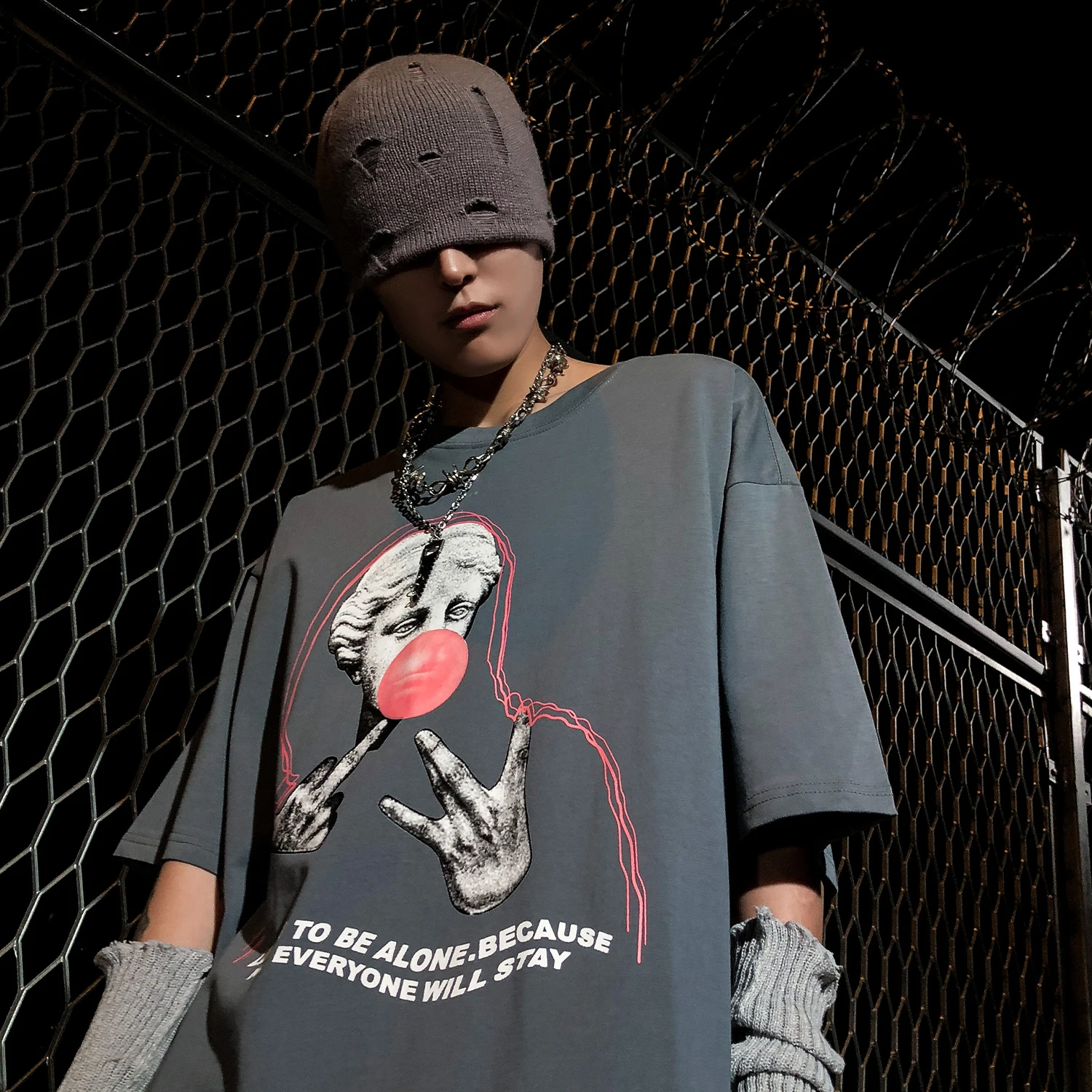 Футболка мужская свободного покроя модная тенниска с принтом в стиле хип хоп