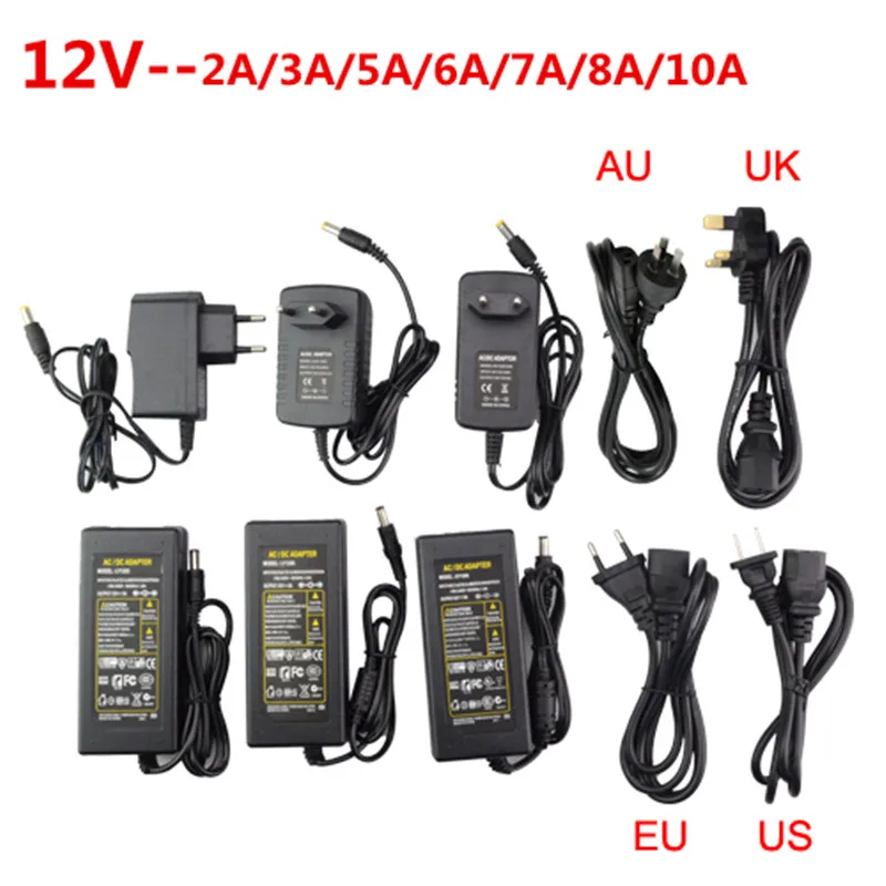 

Светодиодный Питание адаптер DC5V / DC12V / DC24V 1A 2A 3A 5A 7A 8A 10A для светодиодный полосы лампы освещения Светодиодный драйвер питания разъем