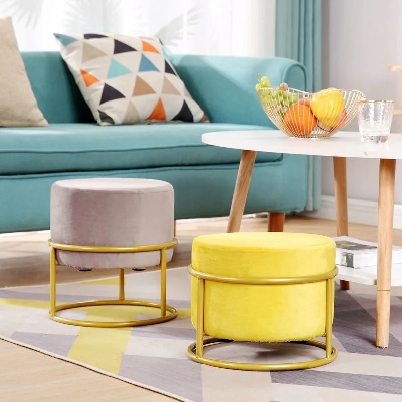 

The Height Of The Nordic Luxury Living Room Stool Flannel Chair Cover Is Adjustable! Solid Color Sofa Foot Stool Cushion