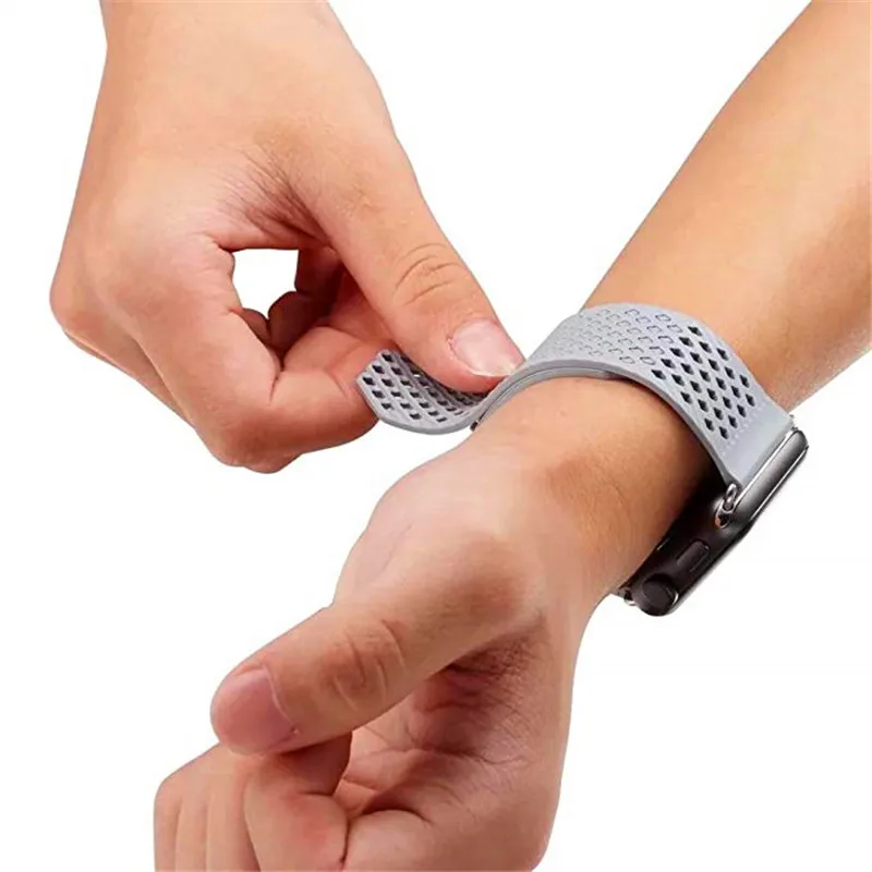Без пряжки дизайн спортивный силиконовый ремешок для Apple Watch Series 4 3 2 1 мягкий ремешок замена Браслет для iWatch 44mm42mm 40mm38mm