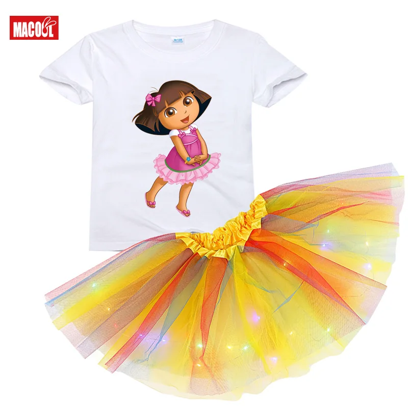 Rainbow Dress Tutu Dress Suit Kids Clothing for Girls Clothes Set Children Clothing Summer Skirt Light Toddler Birthday Outfits