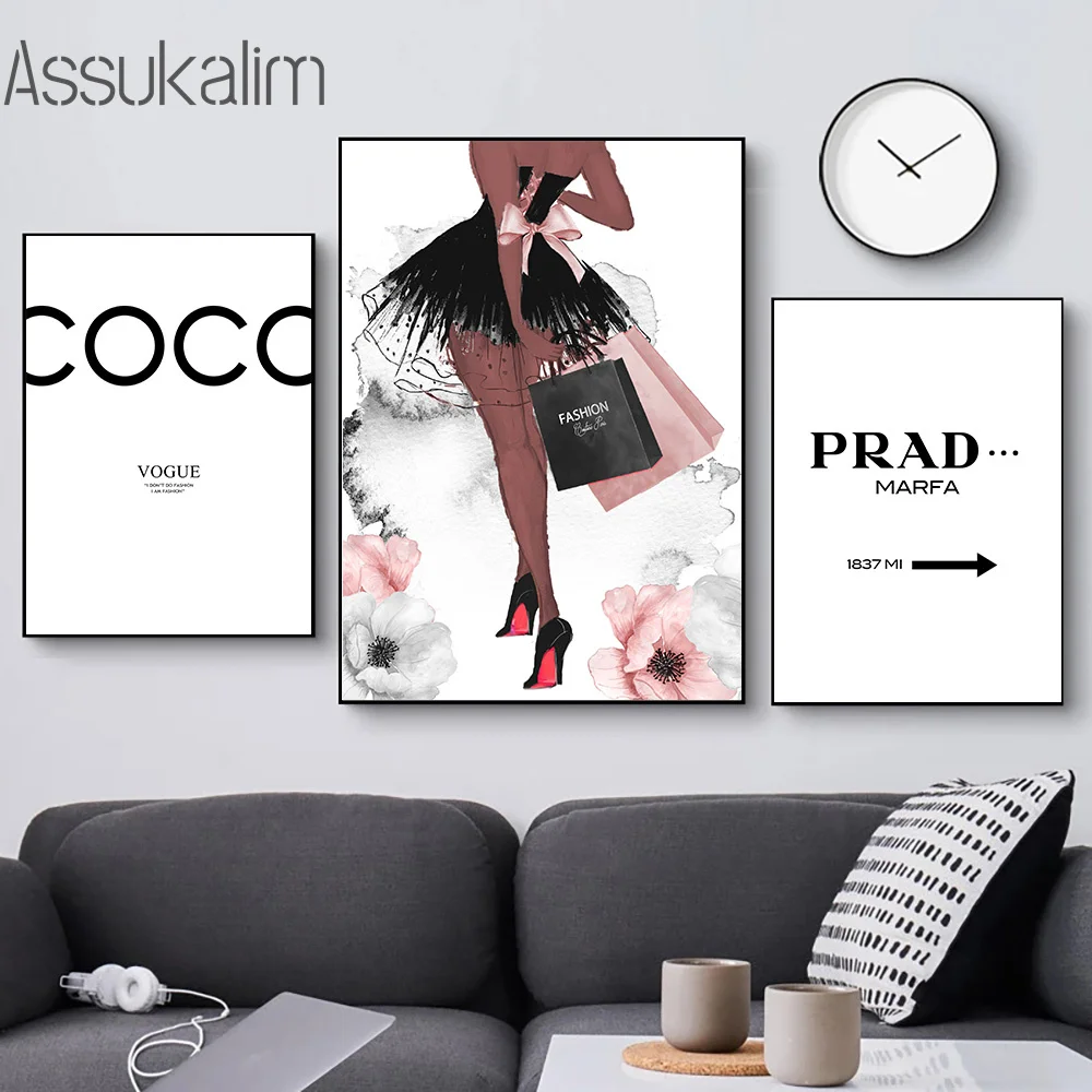 Модные плакаты принты флакон духов настенная Картина на холсте цветочные цитаты