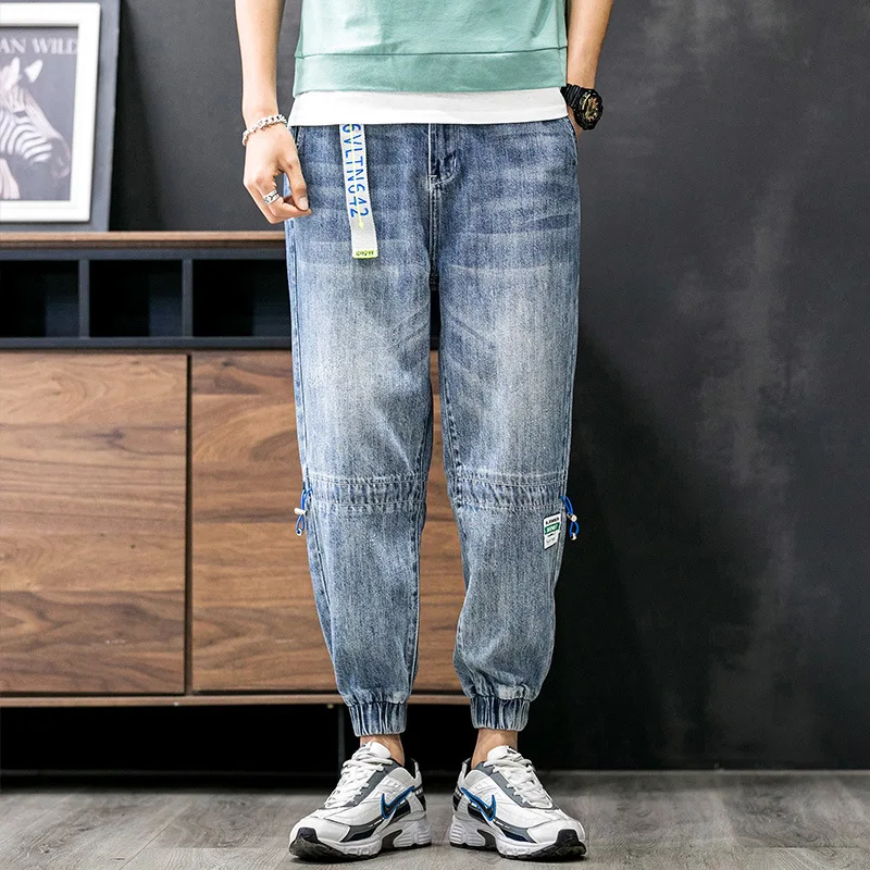 Мужские свободные джинсы брюки с эффектом потертости | Мужская одежда