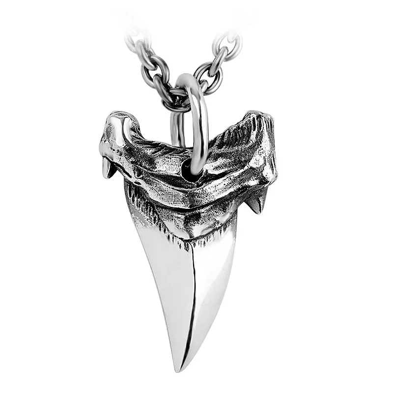 

Shark tooth S925 Silver necklace for men silver pendant Jewelry hippop street culture 925 Thai silver No necklace