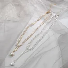Простое Двухслойное ожерелье с цепочкой из искусственного жемчуга, яркое женское ожерелье, ювелирные изделия