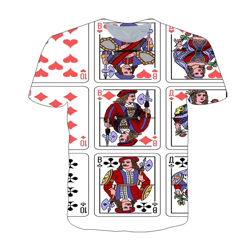 

Playing Cards 3D Printing For Boys And Girls Fashion T-shirt Poker Streetwear Summer Casual Loose O-neck Kids 4-14 Years Old