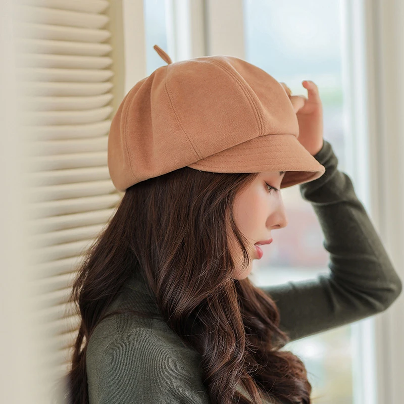 Кепка-газетчик Foux женская осенне-зимняя весенняя однотонная с короткими полями и