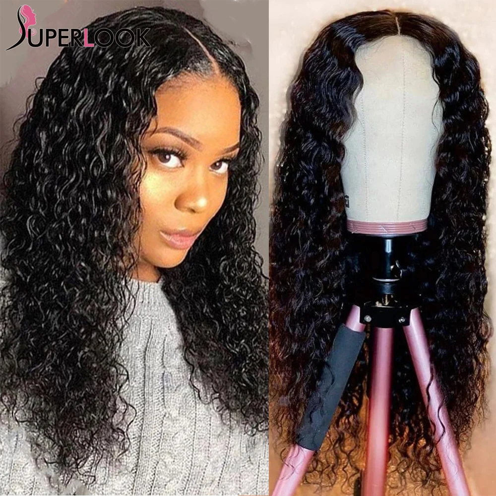 

Brazilian Water Wave 4x4 Closure Wig Pre Plucked 180 Density Wig Curly Hair Wet And Wavy Transparent Lace Front Human Hair Wigs