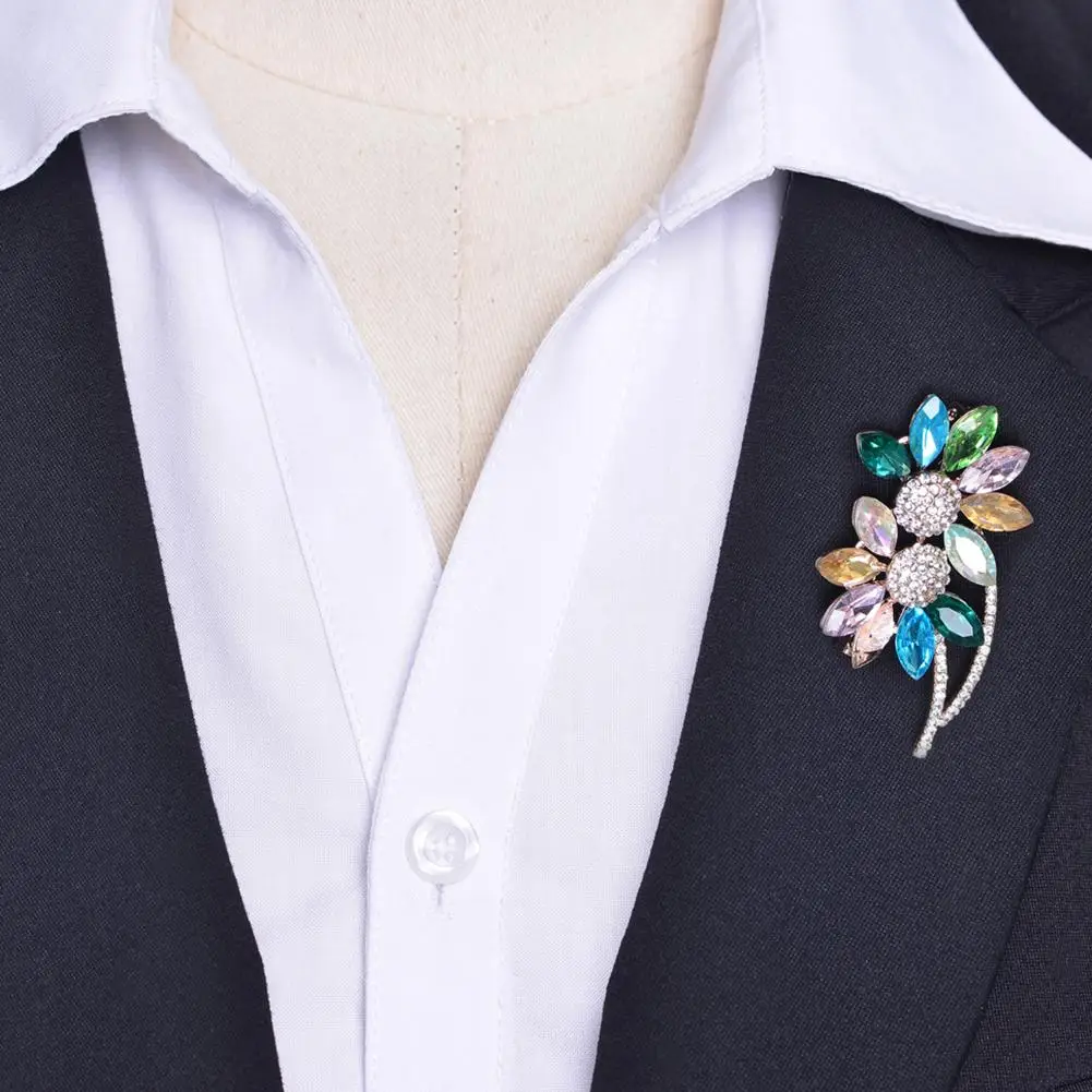 Броши женские в форме Подсолнечника Красочные горный хрусталь инкрустированная