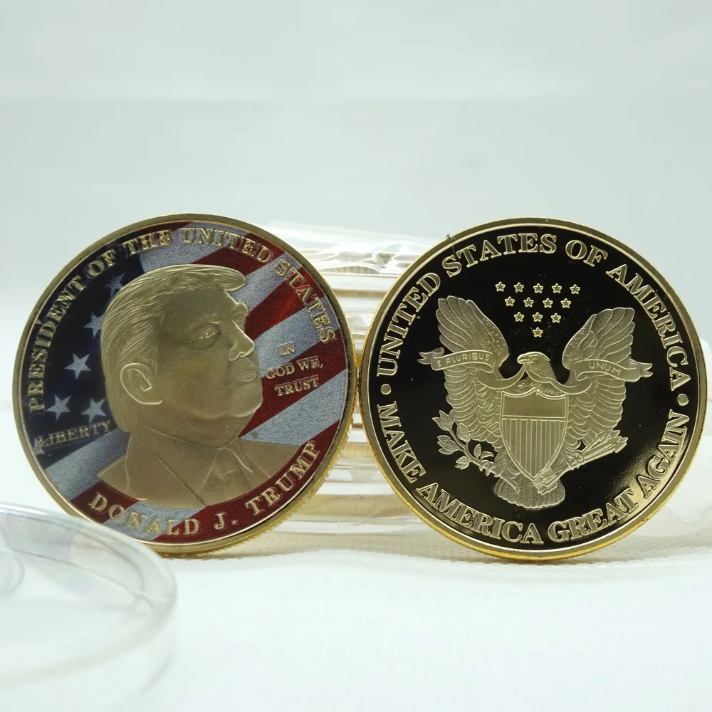 

5PCS Donald J. Trump President Of The United States Commemorative Badge Embossed Plating Souvenir Collection Coin New Year Gift