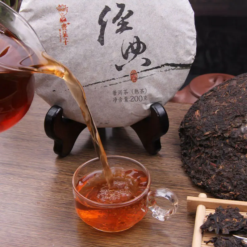 Большой Классический китайский чай Pu erh DR. Tea 2013 состаренный спелый пирог 200
