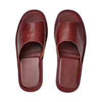 genuine cow leather slippers couple indoor non slip men women home fashion casual single shoes tpr soles spring summer