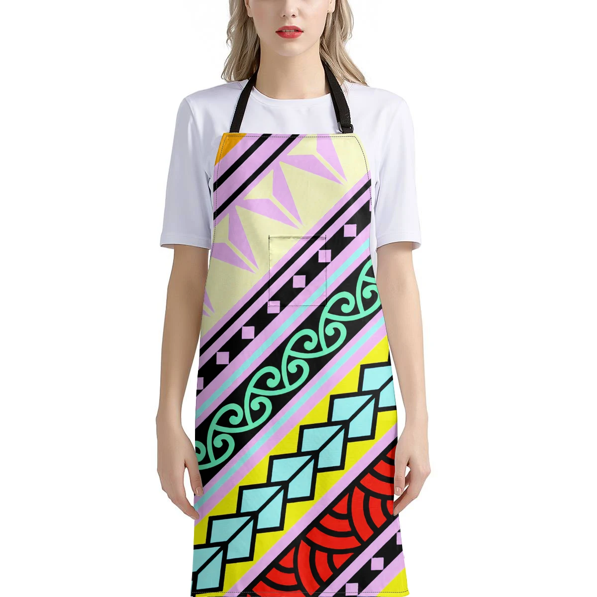 

Maori Tribe Polynesian Printting Women Kitchen Aprons with Pocket Adjustable Home Cooking Baking Oil-proof Accessories Pinafore