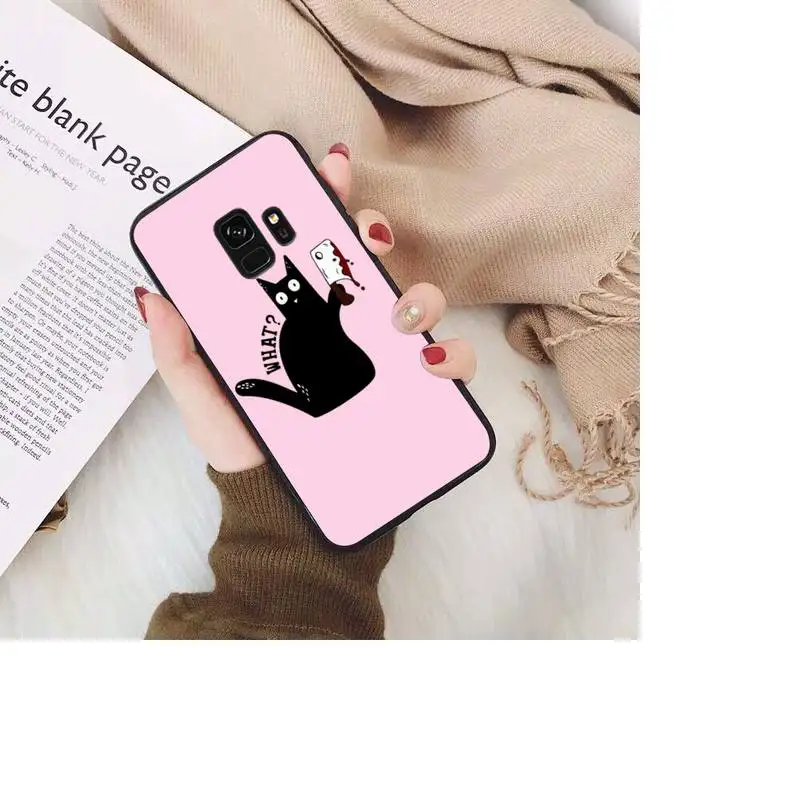 TOPLBPCS Funny Black Cat What Phone Case For Samsung Galaxy S20 S10 Plus S10E S5 S6 S7edge S8 S9 S9Plus S10lite 2020 images - 6