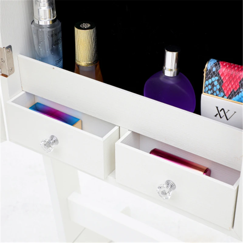 

Fashion Simple Jewelry Earrings Storage Mirror Cabinet With LED Lights For Living Room Or Bedroom Damp-proof Home Organizer