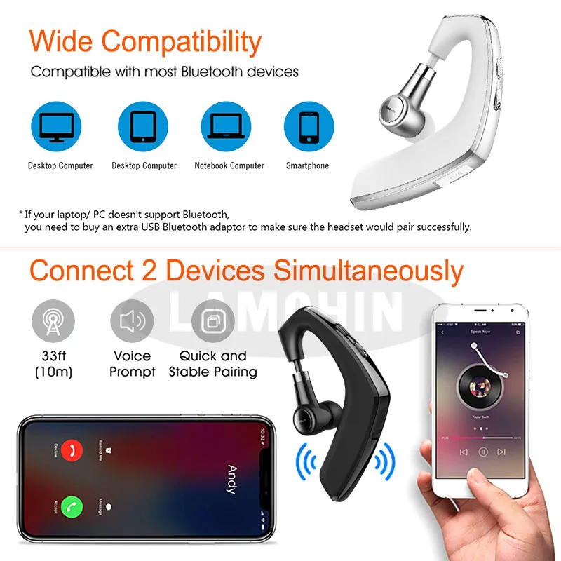 Новейшие деловые Bluetooth наушники с микрофоном, беспроводные наушники, bluetooth-гарнитура для вождения автомобиля