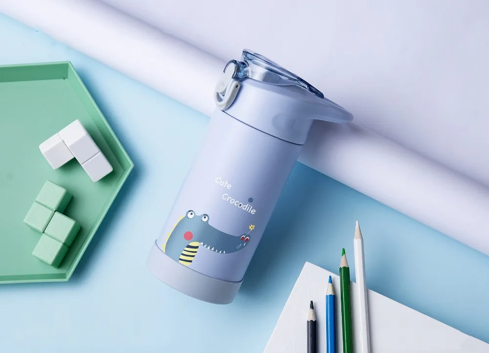 VILEAD 450 мл 316 крышка из нержавеющей стали вакуумная колба портативная соломенная термос чашка детская Милая мультяшная бутылка для воды для студентов