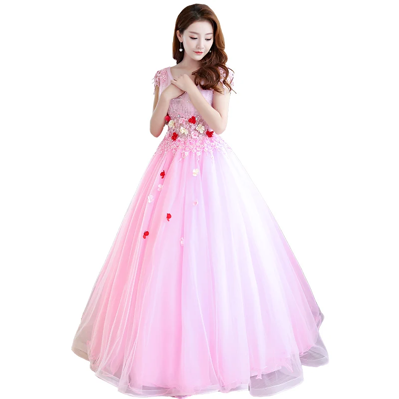 Розовые платья для Quinceanera с аппликацией и бисером торжества разноцветные Бальные
