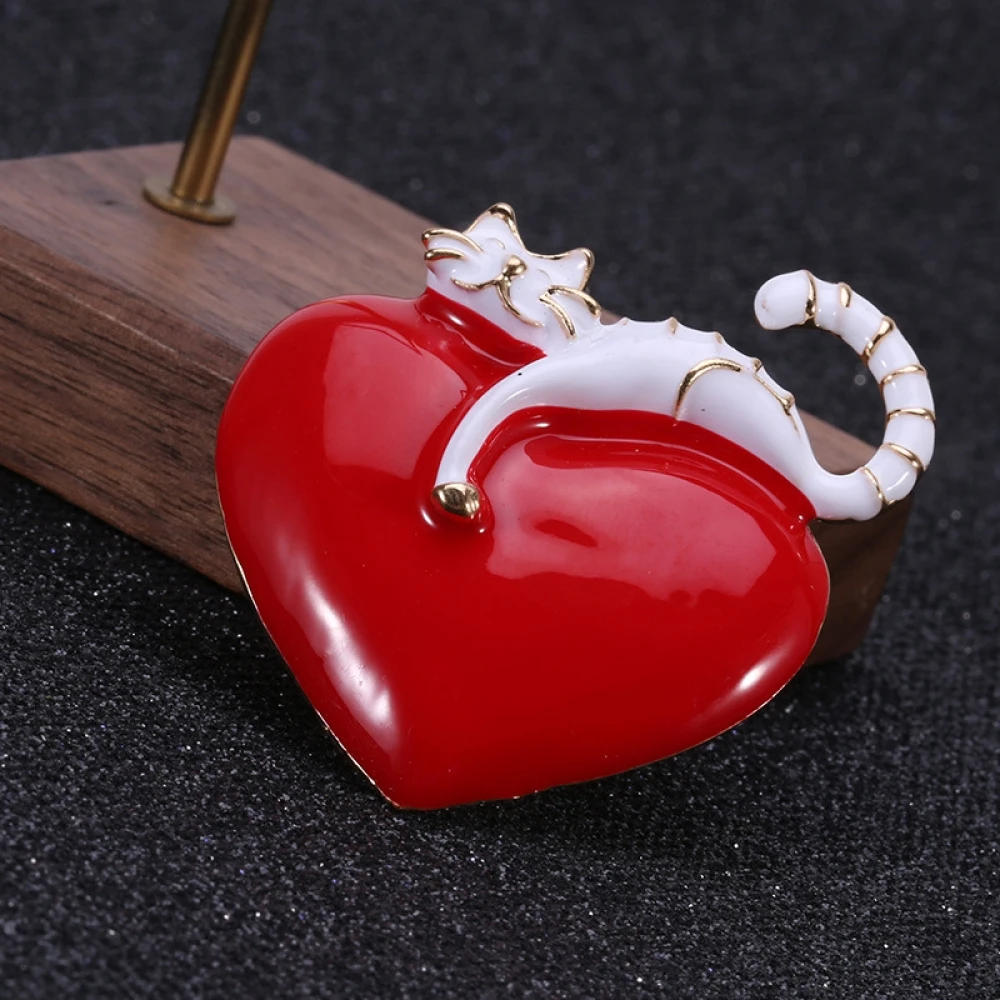 1 шт. сплав сердце броши-кошки для женщин аксессуары воротник игла одежда булавка