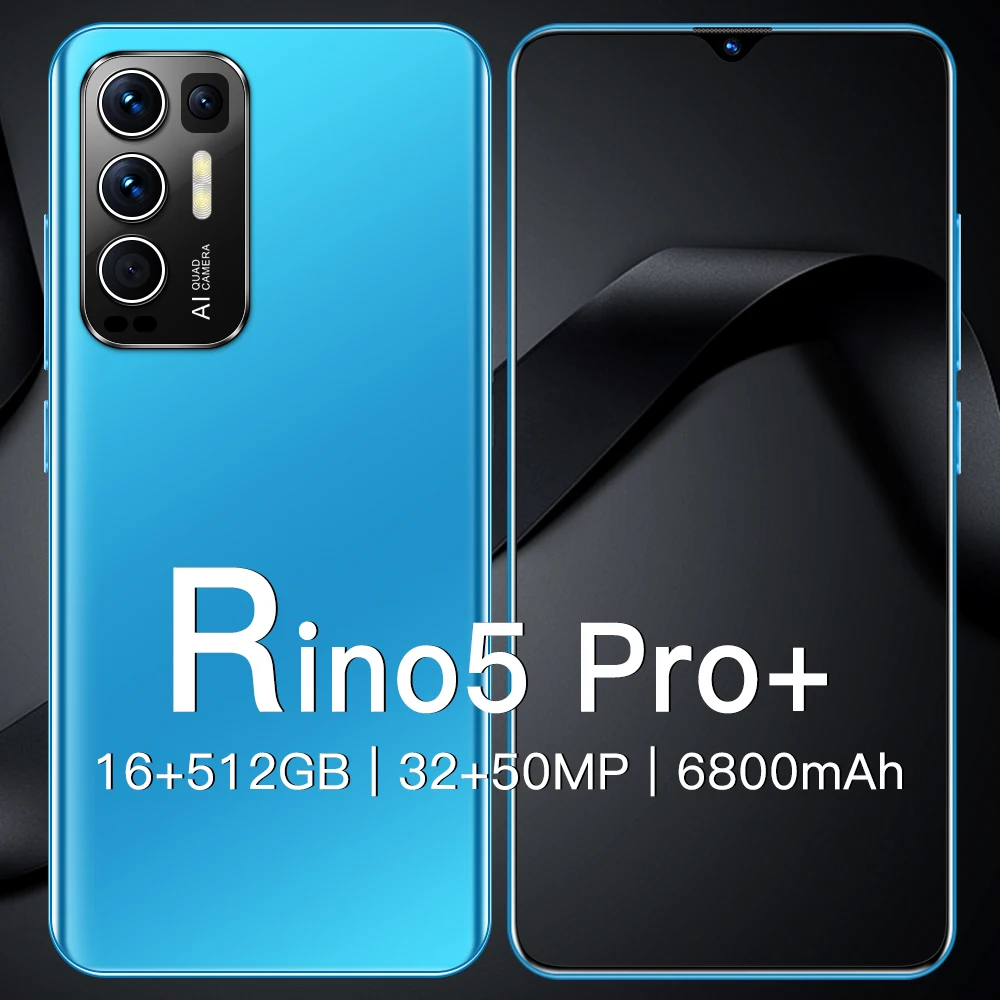 

Rino5 Pro Smartphones 6800mAh Newest 6.7Inch 16+512GB Face Fingerprint Unlock Mobile Phone MTK6889 50MP Andriod11.0 Cellphones
