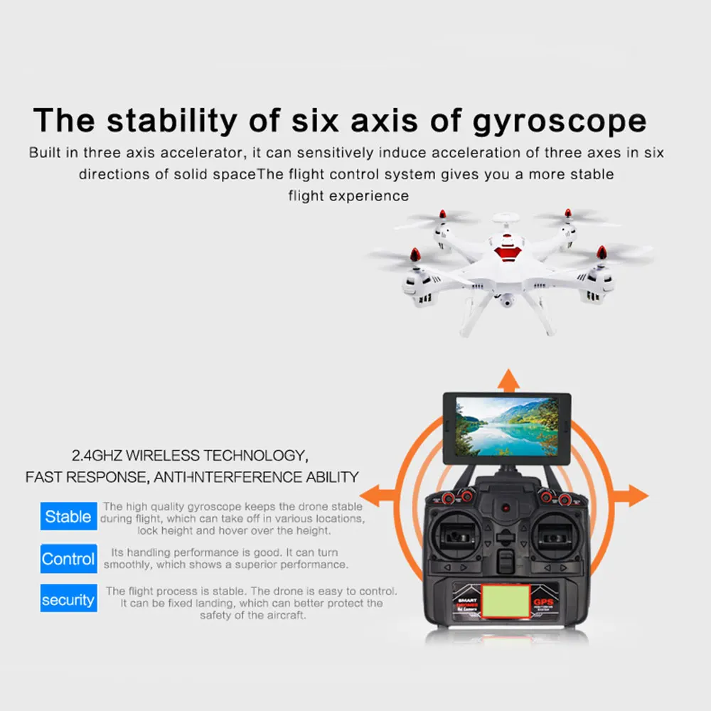 RC Квадрокоптер GPS Дрон дисплей экран FPV 2MP WiFi камера вертолет следуй за мной WIFI