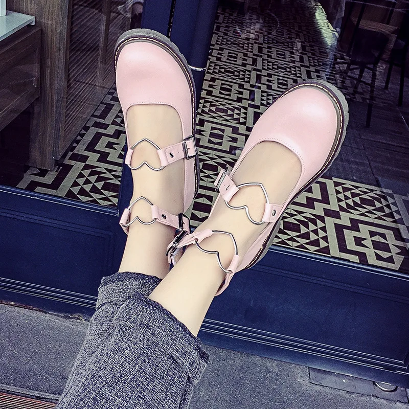 

2021Spring Japanese Women's Fashion Round Toe Low-Top Shoes Cute Princess Student Shoes Black Leather Flats