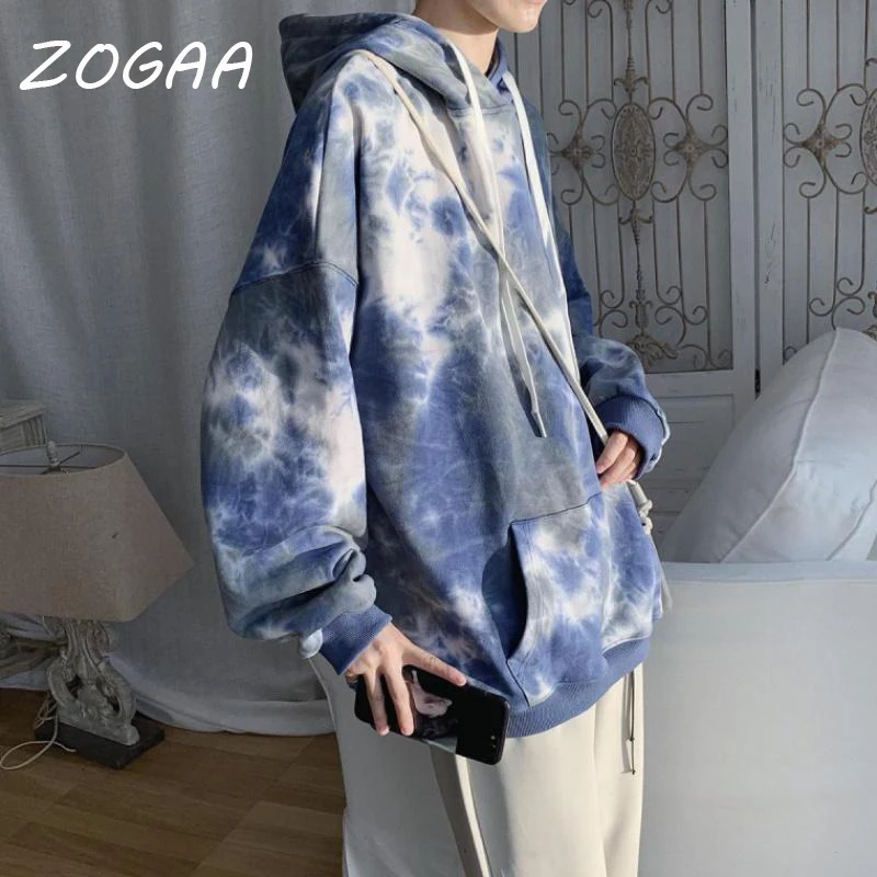 

ZOGAA Oversize New Fashion Tie-dyed Men Hoodies 2021 Autumn Fashion Men' Hooded Sweatshirts Man Korean Hip Hop Casual Pullovers