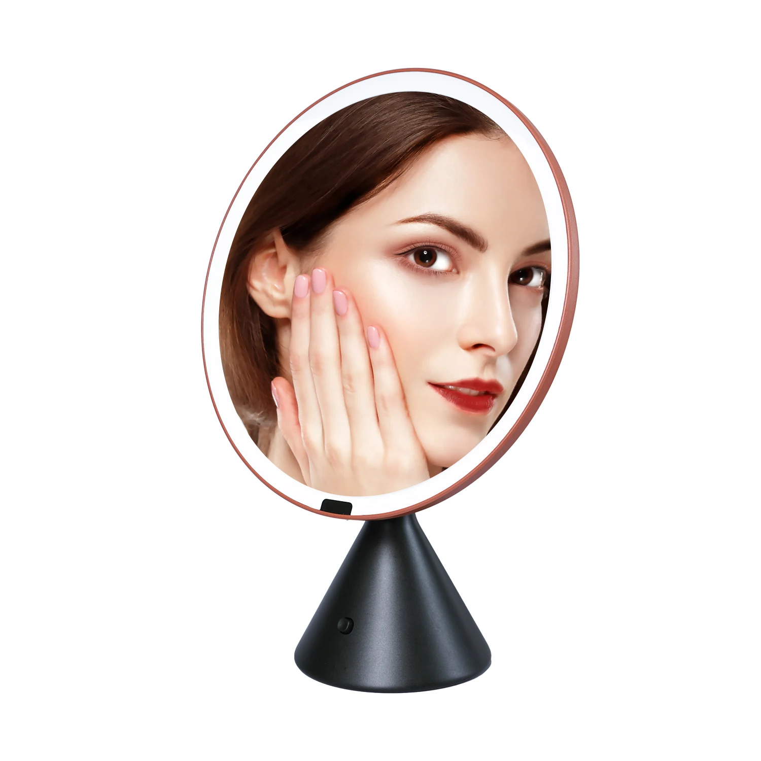 Lighted Makeup Mirror with Lights Wireless Beauty Round Mirrors Battery Operated Large Tabletop Bathroom Vanity Make up Mirror