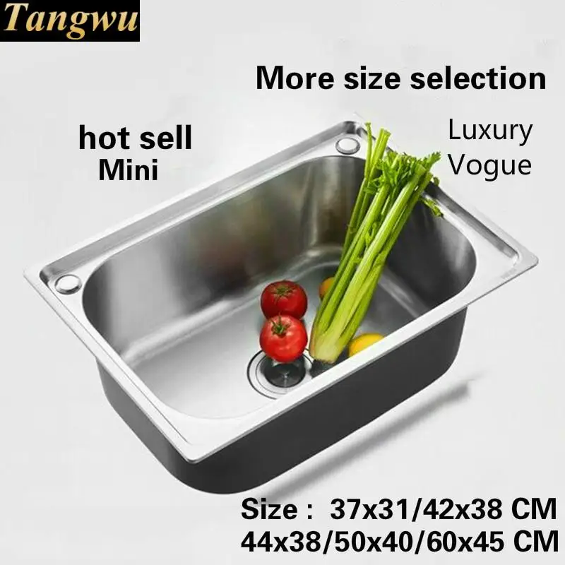 Бесплатная доставка, модная мини-раковина для балкона с одним лотком, общая нержавеющая сталь 304, горячая Распродажа, 37x30/42x38/44x30/50x40/60x45 см