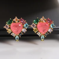 fashion big heart colorful crystal earrings for women bijoux geometric luxury rhinestones earring statement jewelry 2021 gifts
