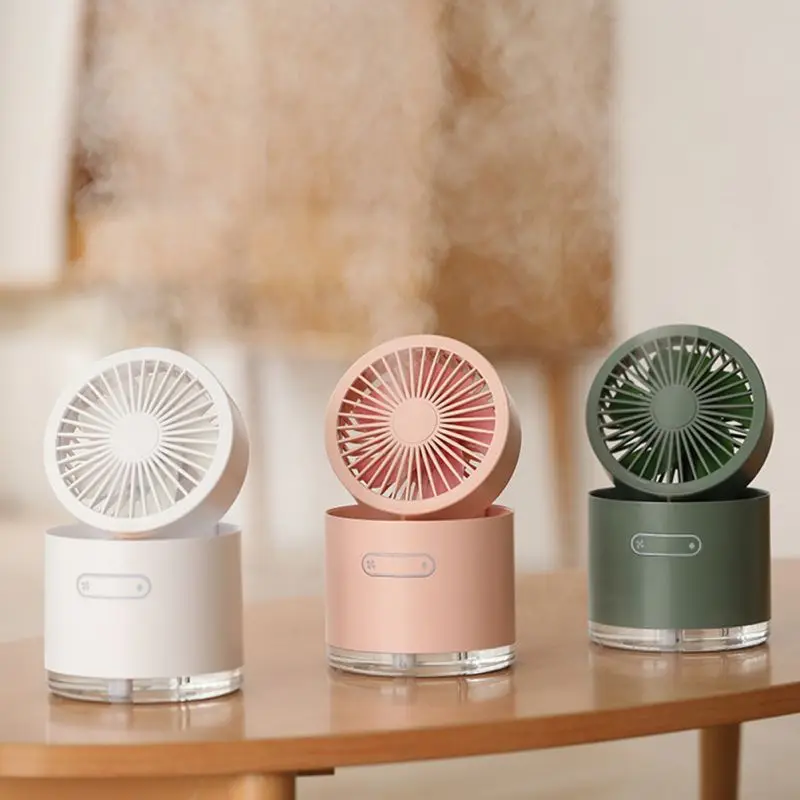 

Portable Mini Fan With Spray Humidifier Silent Folding Wireless Storage Desktop Rechargeable USB Fan For Child Won't Catch Cold
