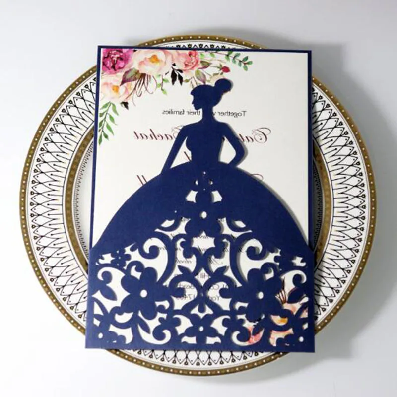 100 шт. Свадебная пригласительная открытка невесты в европейском стиле с полыми