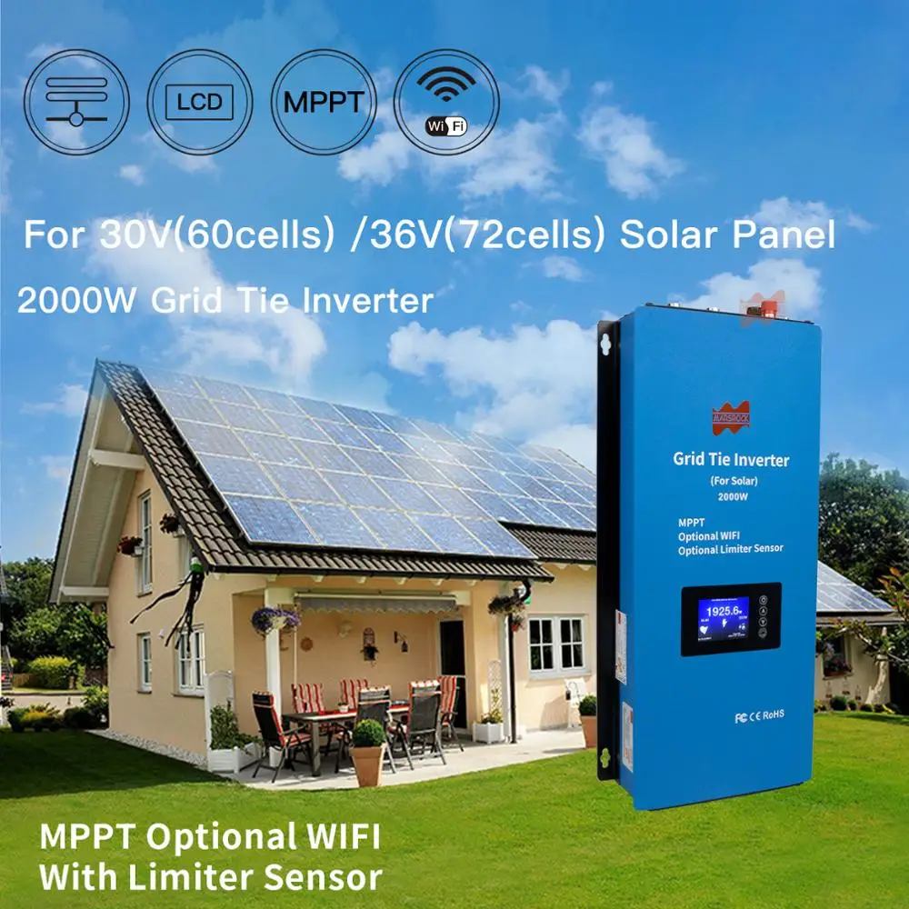 

Mars Rock 2000W 48V 240V MPPT Two Phase Pure Sine WIFI Micro Mini Kit Wind Turbine Generator Limiter On Grid Tie Power Inverters