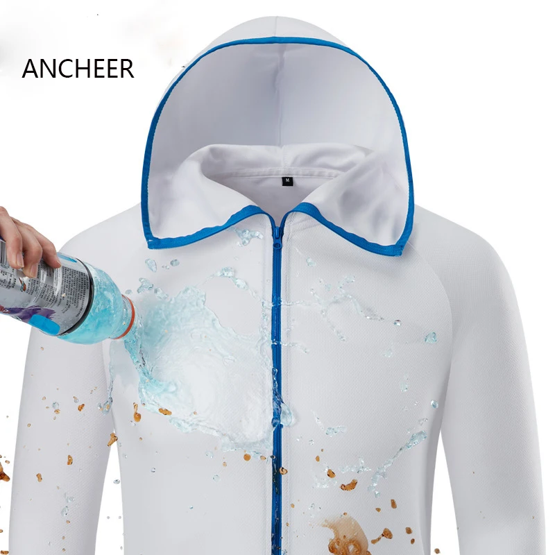 Гидрофобная Мужская одежда для рыбалки из ледяного шелка куртки с капюшоном