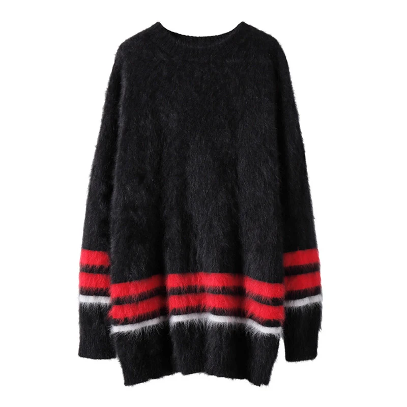 Осенне-зимние женские пуловеры BAHTLEE из Ангорского Кролика свитер с круглым