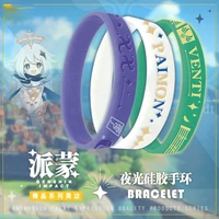 anime game genshin impact paimon theme qiqi venti night lights wristband adults student silica gel bracelets hand chain gifts