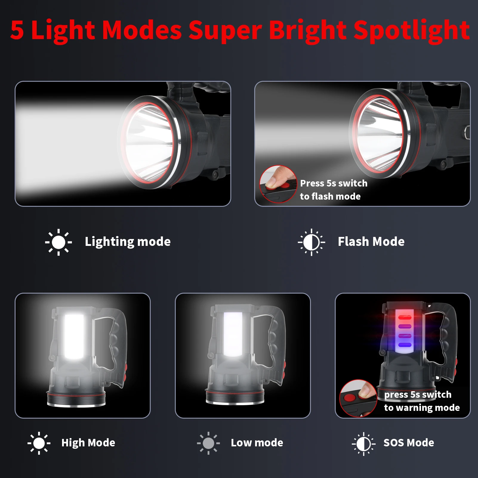 Online Super Handheld Scheinwerfer Coon Jagd Licht High Power Wiederaufladbare Taschenlampen Mit Seite Licht USB Power Ladegerät